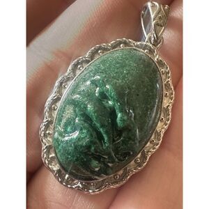 Freshened Malachite Large Carved Pendant 21 Cttw